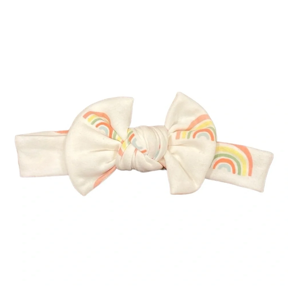 Baby girl rainbow print bow headband